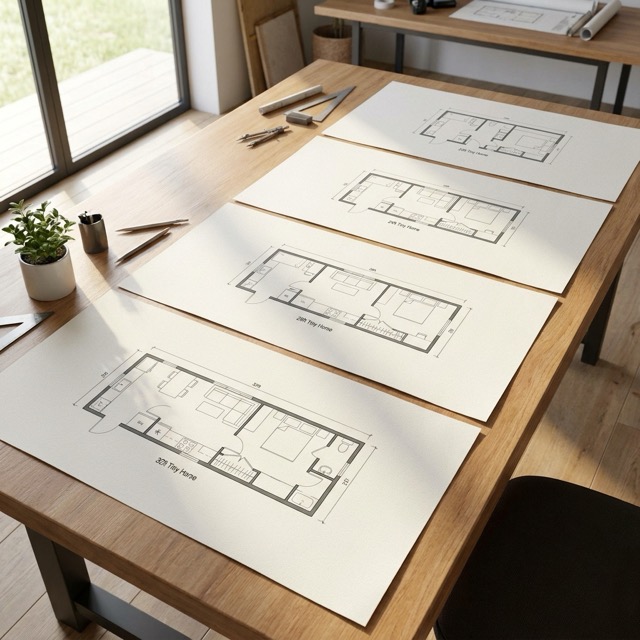 tiny home floor plan by size Colorado - 20ft 24ft 28ft 32ft