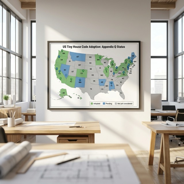 Appendix Q tiny house code Michigan - adoption map